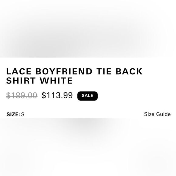 Sanctuary Lace Boyfriend Tie Back White Shirt | Size Small - Picture 3 of 13